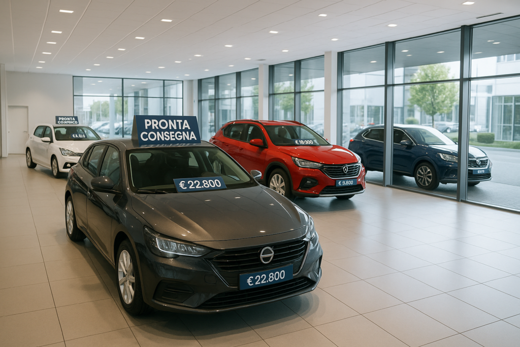 Auto in pronta consegna presso concessionaria italiana con offerte vantaggiose di noleggio a lungo termine senza anticipo