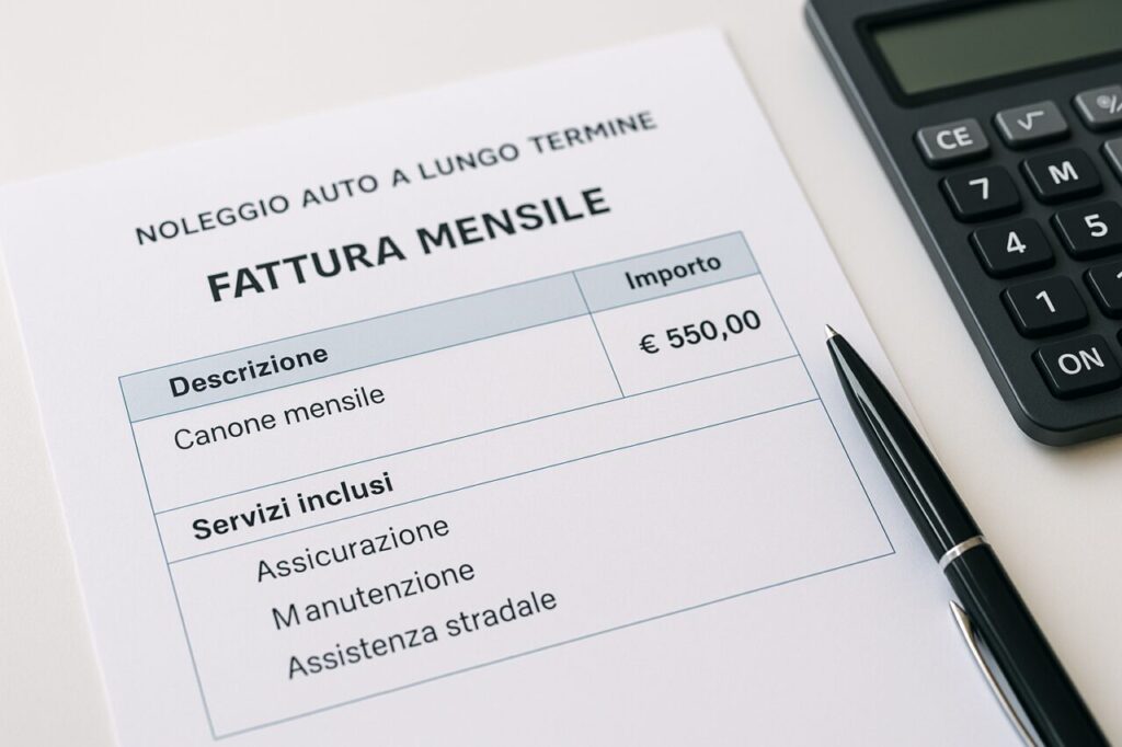 Canone fisso mensile noleggio a lungo termine con servizi inclusi assicurazione e manutenzione