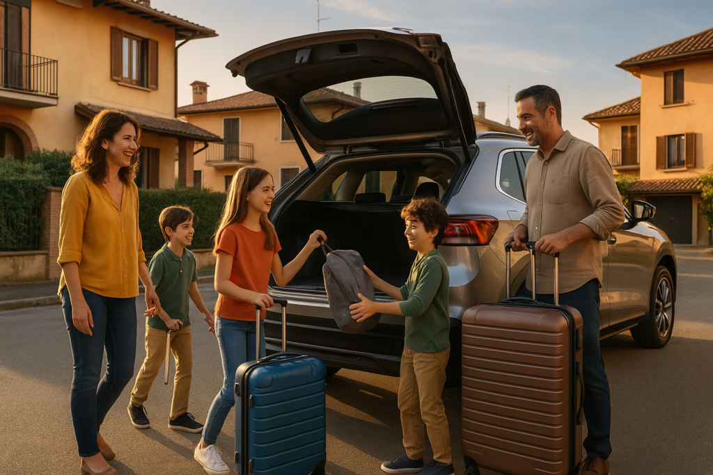 Famiglia italiana con SUV in noleggio a lungo termine tutto incluso manutenzione e assicurazione