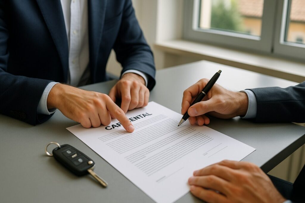 Firma del contratto di subentro nel noleggio a lungo termine con consulente e nuovo intestatario