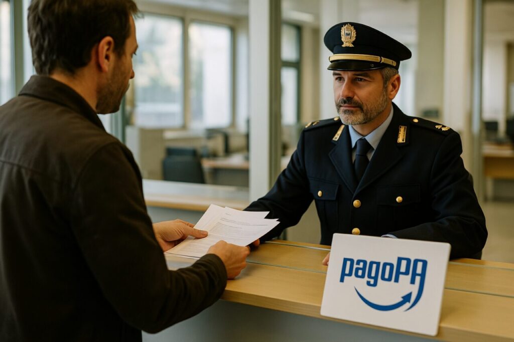 Pagamento multa e spese di rimozione al comando della polizia locale italiana
