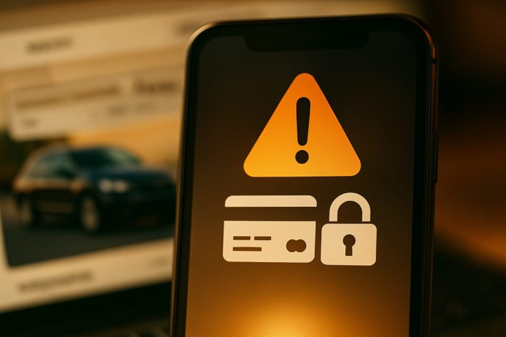 Avviso di sicurezza digitale e metodi di pagamento sospetti nel noleggio auto online