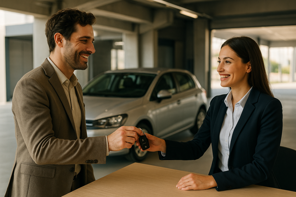 Restituzione dell'auto a noleggio a lungo termine: consegna delle chiavi all'addetto della società di noleggio dopo aver cancellato i dati personali dal veicolo